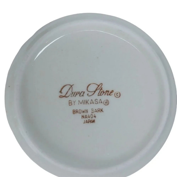 Vintage Creamer and sugar Bowl with Lid Set  Dura Stone by Mikasa Brown Bark - Picture 8 of 8